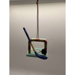 Glitter Hockey Ornament Net Stick‎ Puck Handmade Style Christmas Sports Decor